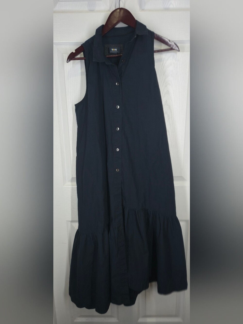 Maeve by Anthropologie Paola Flounced Midi Dress Black Small - Picture 11 of 16